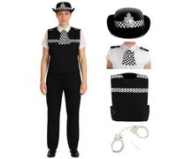 Costume d'officier de police pour femme - Tenue d'uniforme de policier pour adulte avec gilet de police, chapeau, poignets, épaulettes et écharpe pour déguisement, jeu de rôle, fête d'Halloween et