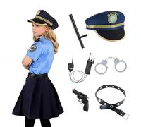 Costume d'officier de police pour filles, ensemble de jupe d'uniforme police, uniforme flic avec accessoire jouet, tenue cosplay pour filles, costume 'Halloween pour enfants M.