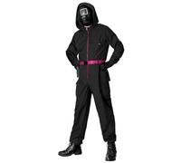 Costume d'officier des jeux coréens - Combinaison noire sans masque - Taille : S - Déguisement pour carnaval, Halloween, fête à thème