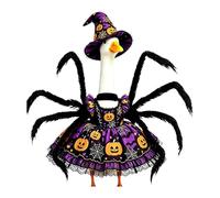 Costume d'oiseau d'Halloween pour oiseau standard, costume de moissonneur | Oiseau blanc avec vêtements et chapeau sur le thème des moissonneurs pour une utilisation en extérieur