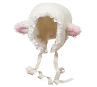 Costume d'oreilles d'agneau, chapeau 'agneau pour filles, chapeau de mouton de dessin animé mignon avec sangle, bonnet Y2k, couvre-chef 'hiver, accessoires photo Cosplay, fournitures fête, co