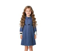 Costume d'orphelin du film d'horreur pour enfants - Tenue de costumade - Robe vintage à manches longues - Col Peter Pan - Bleu