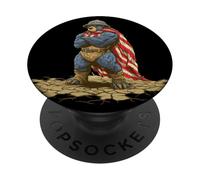 Costume d'ours américain Amusant pour Les Amateurs de Cape et Militaires PopSockets PopGrip Adhésif