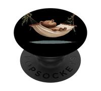 Costume d'ours en Peluche Souriant dans Un hamac pour Les Amateurs de Plage PopSockets PopGrip Adhésif