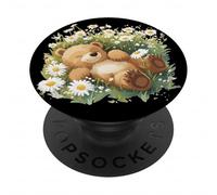 Costume d'ours Souriant dans Un pré pour Les Amateurs de Fleurs PopSockets PopGrip Adhésif