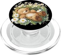 Costume d'ours Souriant dans Un pré pour Les Amateurs de Fleurs PopSockets PopGrip pour MagSafe