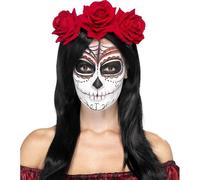 Costume Du Jour Des Morts Avec Un Serre-Tête Et Des Roses Rouges