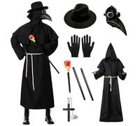 Costume du Médecin de Peste, Costume Halloween Homme, Costume Docteur Peste Steampunk Hommes, Costume d'Halloween Masque avec Ensemble D'accessoires pour Halloween Déguisement Fête Cosplay (L)