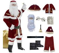 Costume du Père Noël 1set / 12pcs avec orage d'or Polyester Santa costume adulte hommes rouge blanc confortable Noël pour la fête de de, xl | costumes