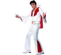 Smiffy's Costume Elvis blanc avec chemise, pantalon, cape et ceinture – Halloween, Carnaval