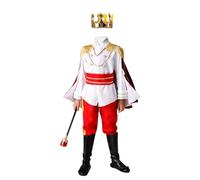 Costume du roi royal - Cape et couronne - Costume de prince charmant - Tenue de déguisement pour cosplay, Halloween, fête, jeu de rôle, Rouge, 140 cm