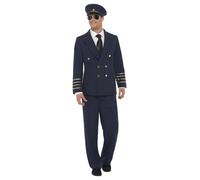 Costume D'Uniforme De Pilote De Ligne En Bleu Marine Avec Chapeau Pour Homme M L