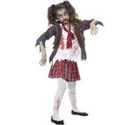 Costume Ecoliere Zombie Enfant - Blanc / rouge - 10/12 ans Rouge G