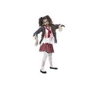 Smiffy's Costume écolière zombie Gris avec jupe, veste, fausse chemise et cravate Halloween Enfant