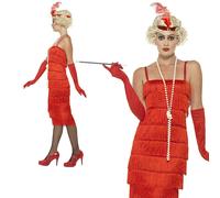 Costume Élégant De Flapper Rouge Long Des Années 1920 Charelston Tailles S-XXL