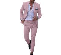 Costume en lin rétro pour hommes, 2 pièces, pour mariage à la plage, costumes de style seersucker pour hommes, tenue de mariage pour invités, smokings pour garçons d'honneur, rose clair, 3XL