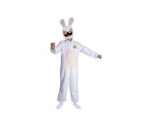 P'TIT CLOWN - Costume Lapins Crétins™ Enfant - Raving Rabbids Suit - Déguisement - Licence Officielle - Combinaison, Masque en Carton - Carnaval, Anniversaire, Fêtes à Thèmes - Blanc (5-6 ans)