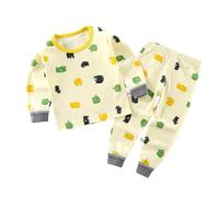 Costume Enfant Garcon 3 Mois-6 Ans Quatre Saisons Ensemble Enfant Garcon Mignon Chic ImpriméS Dessins AniméS Costume Pantalon à Manches Longues DéContracté Ample Confortable (Light Yellow, 3-4 ans)