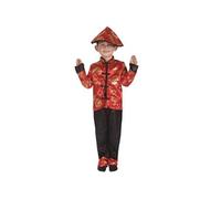 Costume enfant garçon en chinois noir, rouge et doré or 5/6 ans (x1) REF/55011- Ptit clown