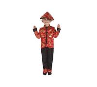 Costume enfant garçon en chinois noir, rouge et doré or 5/6 ans (x1) REF/55011- Ptit clown