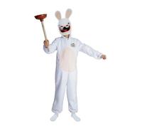 P'TIT CLOWN - Costume Lapins Crétins™ Enfant - Raving Rabbids Suit - Déguisement - Licence Officielle - Combinaison, Masque en Carton - Carnaval, Anniversaire, Fêtes à Thèmes - Blanc (5-6 ans)