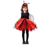 Costume Enfant Unisexe Déguisement De Coccinelle Avec Ailes Déployables Pour Spectacle De Nature Et Fête Costumée Tenue D'Insecte Porte Bonheur Déguisement Bestiole Enfant Mignon(Red, 9-10 years)