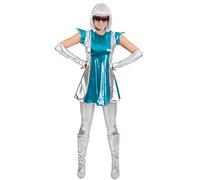 Costume Espace Femme, Taille 38/40, gants de robe argent espace futur