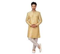 Costume ethnique indien royal traditionnel indo-occidental sherwani pour homme, jaune, 42