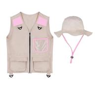 Costume Explorateur - avec Chapeau Tenue Lavable | Ensemble Gilet Cargo Safari Extérieur Enfant | Pour Garçons Filles Randonnée Camping Découverte Parc Arrière-Cour Nature Aventures