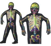 Déguisement Squelette Coloré Phosphorescent Enfant Halloween 4 À 6 Ans Vert