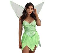 Costume Fée Femmes Halloween - Robe Princesse Elfe Forêt Sexy Avec Ailes - Cosplay Fée Clochette Tube Top Paillettes Couleur Unie