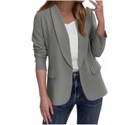 Costume Femme Chic et Élégant Col Rabattu Manches Longues Blazer Femme Mi Saison d’Affaires Classique Décontractés Ajustée Automne Blazer Veste avec Poches Travail Quotidien