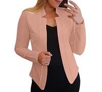 Costume Femme - Femmes Décontracté Solide À Manches Longues Ouvert Devant Col Cranté Costume Cardigan Bureau Dames Veste Quotidien Travail Manteau (S)