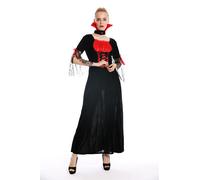 Costume Femme Halloween Fée Maléfique Vampire Robe Longue Noire Rouge Taille M