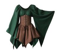 Costume Femme Halloween, Robe Medievale Femme, Déguisement Grande Taille Confortable Décontracté Coupe Ajustée Robes De Bal Sexy Taille Haute Halloween Fête Tenue Style Court Chic Et Élégant