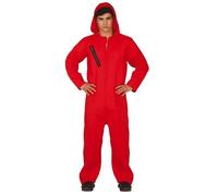 Costume - FIESTAS GUIRCA - Déguisement Braqueur Rouge Homme - Combinaison longue rouge - Capuche - Fermeture éclair L