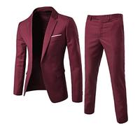 Costume fin 2 pièces pour homme - Veste et pantalon - Pour fête de mariage - Veste et pantalon - Costume des années folles, Rouge, Taille M