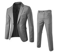Costume fin 2 pièces pour homme - Veste et pantalon - Pour fête de mariage - Veste et pantalon - Costume des années folles, gris, M