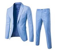 Costume fin 2 pièces pour homme - Veste et pantalon - Pour fête de mariage - Veste et pantalon - Costume des années folles, bleu, L