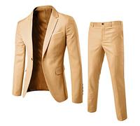 Costume fin 2 pièces pour homme - Veste et pantalon - Pour fête de mariage - Veste et pantalon - Costume des années folles, kaki, Taille M