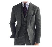 Costume for Hommes Formel 3 pièces Coupe ajustée châle Revers Tweed Smoking de Bal for Les garçons d'honneur Mariage (Blazer + Gilet + Pantalon)(Grey,XX-Large)