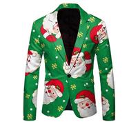 Costume formel pour homme avec bouton à revers imprimé flocon de neige Père Noël pour mariage, bal de fin d'année (5), Vert, XXL