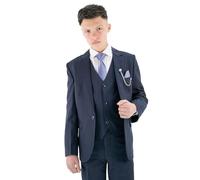 Costume Formel texturé 8 pièces pour garçons - Coupe Slim pour Pageboy 126 Bleu Marine, âge 3 années