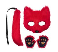 Costume Fox pour fille, masque facial Fox et réglable | Kids Fox Face Cover Paw Tail Halloween Costume Garçons Filles Adolescents Hommes Femmes Événement Social Mascarade Co