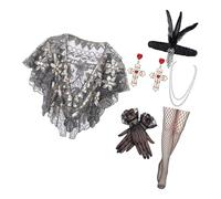 Costume garçonne des années 20 pour femme avec châle à paillettes et collier de perles, accessoires pour fêtes à thème, coiffe Charleston