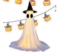Costume Ghost, Light Up Decor, Scary Decoration, Glowing Eyes Feature, Cloth Body Material, Haunted House Outdoor Indoor Yard Porch Party, Size Fifteen Inches Color White Quantity