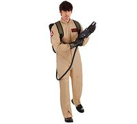 Costume Ghostbusters Deluxe Halloween pour adulte Combinaison homme avec pack de protons et étiquettes classiques, marron, Medium