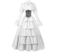 Costume Ghostface Victorienne Taille Adultes Vetement Demon Hallowen Corset Citrouille Déguisement Diablesse Femme Adulte Robe Moyen Age Malefique Robe Femme Halloween XXL