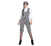 Costume Glencheck pour femme Peaky Blinders des années 20 Knickerbocker gilet noir et blanc casquette plate, taille : 36