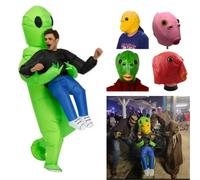 Costume gonflable d'alien et masque de tête de poisson, costume de poupée gonflable d'alien, costumes d'Halloween, accessoires amusants pour festivals et scènes S 120-145